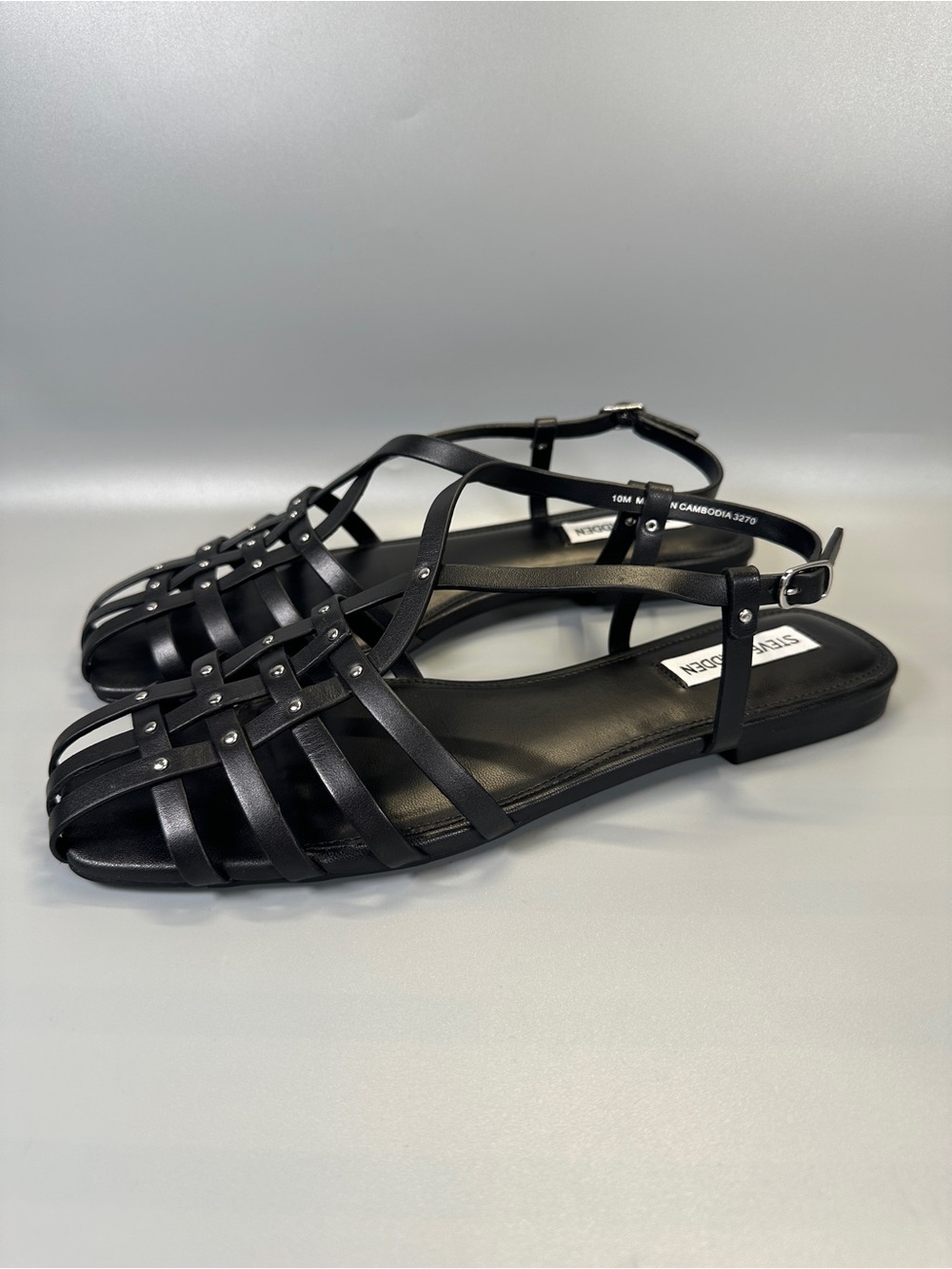 Steve Madden Leather Upper Slingback Flat Sandals Women’s Size 10M Black